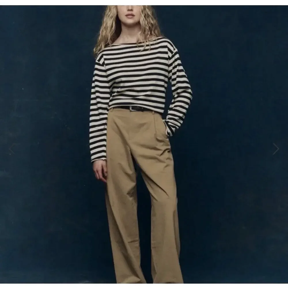 THE GREAT SAILOR SWEATER TOP BLACK CREAM STRIPE OVERSIZED SIZE 1/Small $225 - Picture 2 of 10